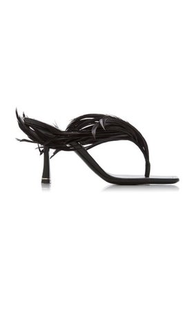 Ivy Feather-Embellished Leather Thong Sandals By Alexander Wang | Moda Operandi