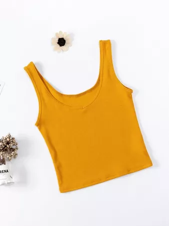 Ribbed Solid Tank Cropped Top | SHEIN USA