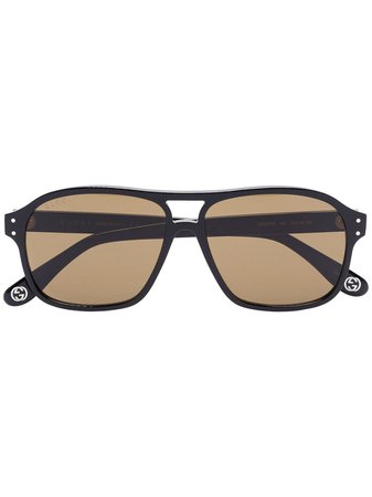 Gucci Eyewear Black Tinted Aviator Sunglasses | Farfetch.com