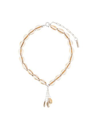 White & gold Isabel Marant shell-pendant necklace RC020320A027B - Farfetch