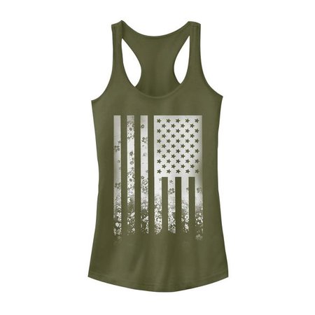 Junior's - Lost Gods 4th Of July Flower Flag -Military Green - Medium - Tank Top - By Fifth Sun : Target