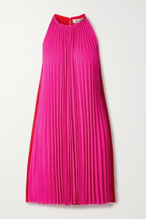 Amberly Pleated Two-tone Crepe Dress - Pink