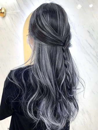 Black hair with White highlights