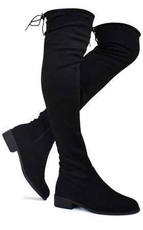 black knee high flat boots