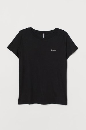 Embroidered-detail T-shirt - Black