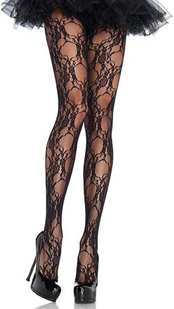 Amazon.com: Leg Avenue Women's Lace Tights, Floral Black, O/S: Clothing