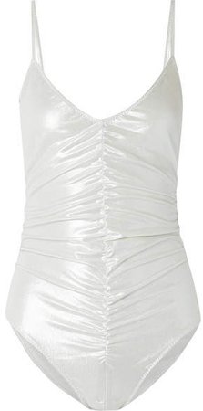 Ruched Metallic Swimsuit - Silver