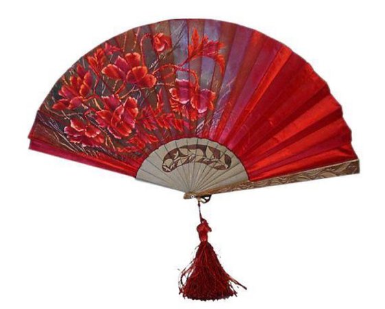 Art Nouveau European Silk & Wood Fan, 1920