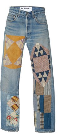 B Sides B SIDES Exclusive Mid-Rise Patchwork-Effect Straight-Leg Jeans