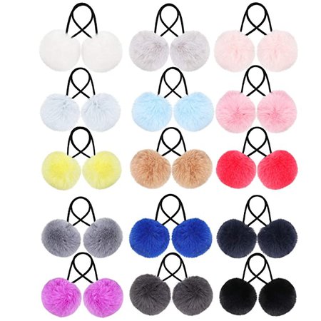 Amazon.com : Pom Hair Ties Pompom Ball Elastic Hair Band Fur Ball Fluffy Ponytail Holders for Women Girl Kids Hair Accessories (30 Pieces, Color Set 3) : Beauty