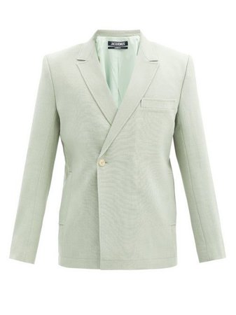 Jacquemus - Moulin Double-breasted Wool-blend Canvas Blazer - Mens - Light Green