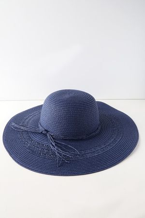Cute Sunhat - Navy Blue Sunhat - Straw Sunhat - Floppy Hat - Lulus