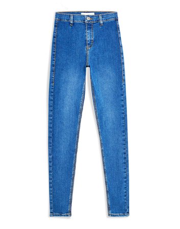 Topshop Mid Blue Belted Loop Joni Jeans - Denim Pants - Women Topshop Denim Pants online on YOOX United States - 42783416NP