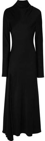 Suprematism Cutout Draped Satin Maxi Dress - Black