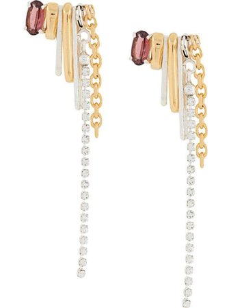 Wouters & Hendrix chain-embellished drop stud earrings gold & silver ERE024MX - Farfetch