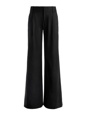 Eric Low Rise Linen Trouser In Black | Alice And Olivia