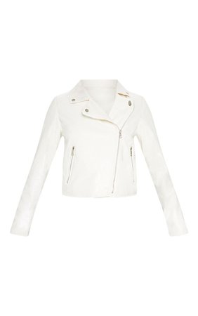 White Pu Biker Jacket | Coats & Jackets | PrettyLittleThing USA