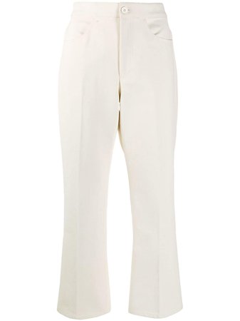 Neutral Jil Sander High-Waisted Cropped Trousers | Farfetch.com