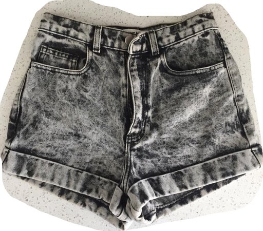 black acid wash denim shorts