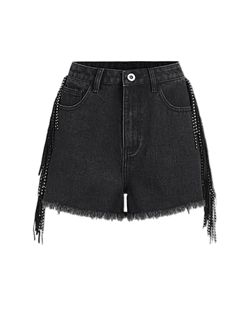 Cider black fringe denim shorts