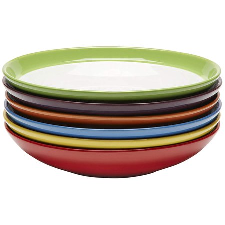 Premium Ceramic Set of 6, Colorful Meal Stoneware (Pasta and Salad Bowls)