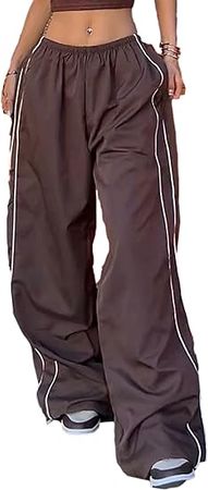 Amazon.com: Shebote Womens Parachute Pants Wide Leg Baggy Pants Y2K Elastic Waist Jogger Sweatpants Track Pants Streetwear : Clothing, Shoes & Jewelry