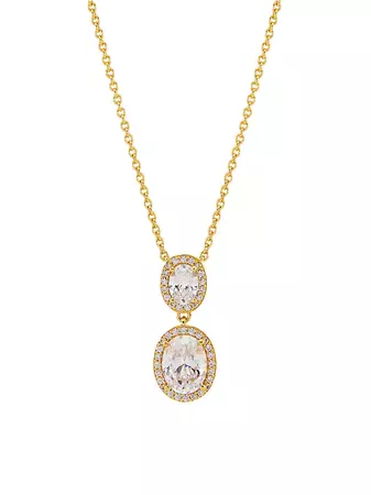 Shop Adriana Orsini Modern Love 18K-Gold-Plated & Cubic Zirconia Halo Pendant Necklace | Saks Fifth Avenue