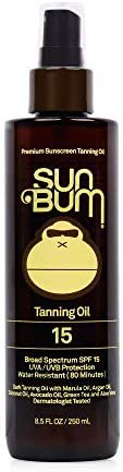 Amazon.com: Sun Bum SPF 15 Moisturizing Tanning Oil | Broad Spectrum UVA/UVB Protection | Coconut Oil, Aloe Vera, Hypoallergenic, Paraben Free, Gluten Free, Vegan | 8.5 oz Bottle, 1 Count : Beauty & Personal Care