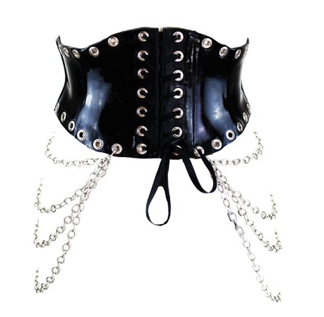 *clipped by @luci-her* Black Latex Demoness Heavy Rubber Chain Corset – Venus Prototype Latex