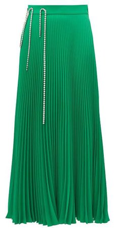 Crystal Cup Chain Pleated Skirt - Womens - Green