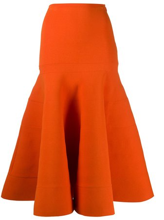 Nina Ricci Flared Midi Skirt 20EMJU016ML0454U6452 Orange | Farfetch