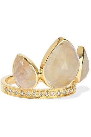 Jacquie Aiche | 14-karat gold, moonstone and diamond ring | NET-A-PORTER.COM