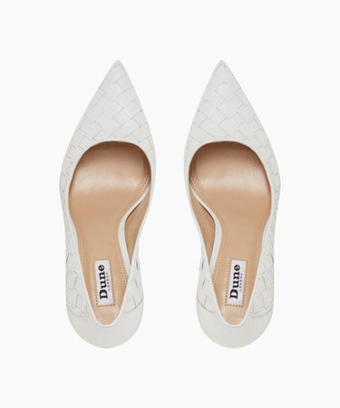 BOWE - Woven Pointed Toe Mid Heel Court Shoes - white | Dune London
