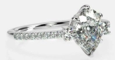 Pear White Diamond Ring