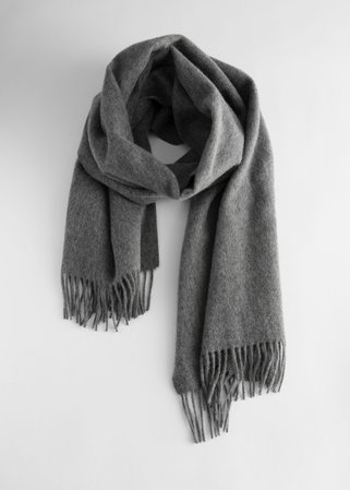 Wool Fringed Blanket Scarf - Grey - Fall & Winterscarves - & Other Stories