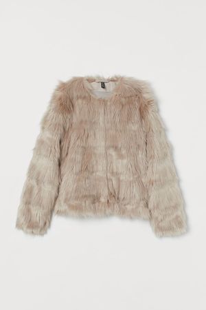 Short Faux Fur Jacket - Light taupe - Ladies | H&M US