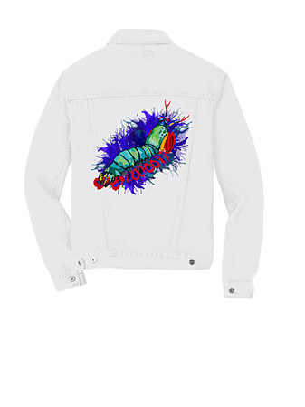 white mantis shrimp denim jacket