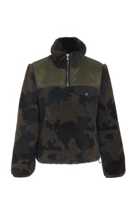 Veronica Beard Kylan Printed Half-Zip Sherpa Pullover Size: S