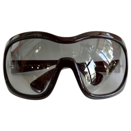 Prada 2000s Oversized Deep Maroon Shield Sunglasses at 1stDibs