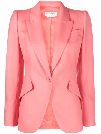 Shop Alexander McQueen peak lapels single-breasted blazer with Express Delivery - FARFETCH