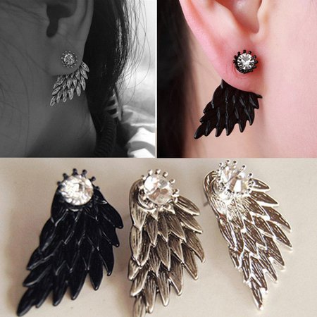 Angel Wings Rhinestone Gothic Earrings