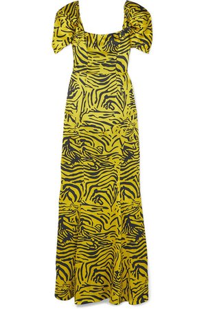 De La Vali | Alma tiger-print silk-satin maxi dress | NET-A-PORTER.COM