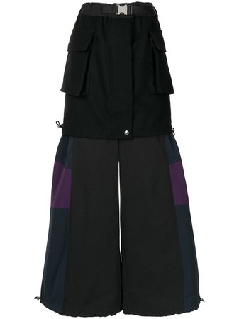 Shop sacai wide-leg panelled trousers with Express Delivery - FARFETCH