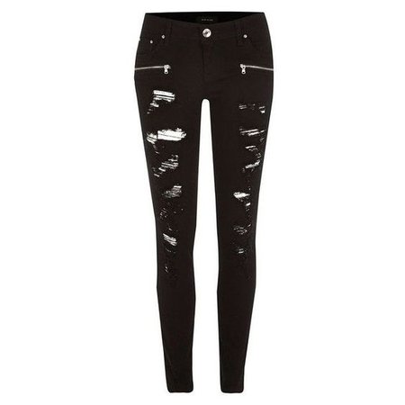River Island Black rip low rise Amelie superskinny jeans
