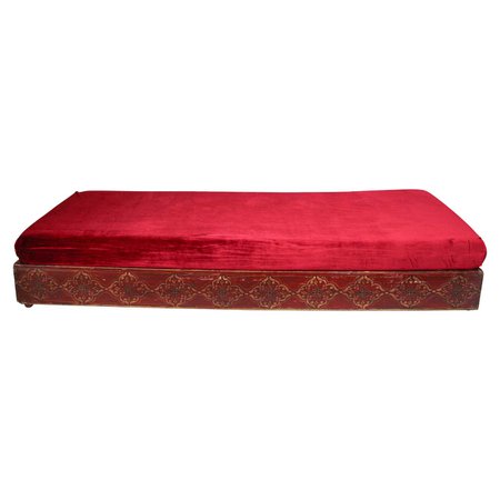 Vintage Moroccan Settee Low Day Bed with Red Cushion at 1stDibs