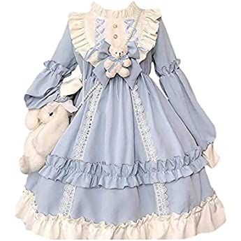 Amazon.com: Women's Victorian Lolita Dress Long Bell Sleeve Princess Cosplay Dress Renaissance Ball Gown Cute Dress for Teen Girl Blue : Sports & Outdoors
