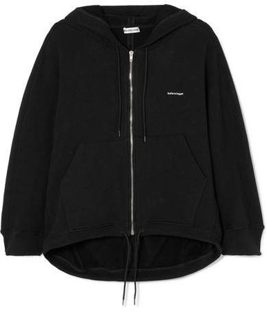Cocoon Printed Stretch Cotton-blend Jersey Hoodie - Black