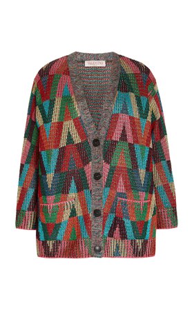 Optical-Patterned Knit Cardigan By Valentino | Moda Operandi