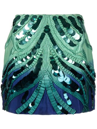Alberta Ferretti Sequinned Pleat Mini Skirt - Farfetch