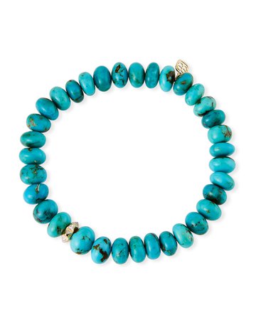 Sydney Evan 14k Diamond Rondelle & Turquoise Bracelet